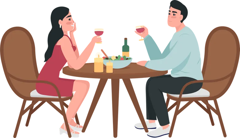 Paar bei romantischem Date  Illustration