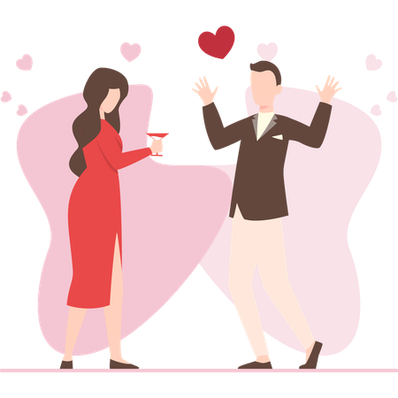 Paar bei romantischem Date  Illustration