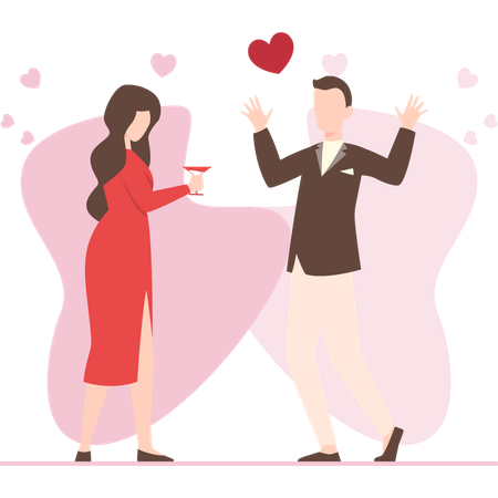Paar bei romantischem Date  Illustration