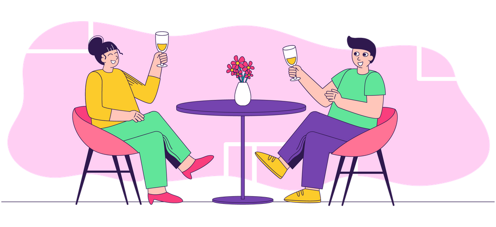 Paar bei romantischem Date  Illustration