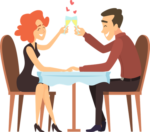Paar bei romantischem Date  Illustration