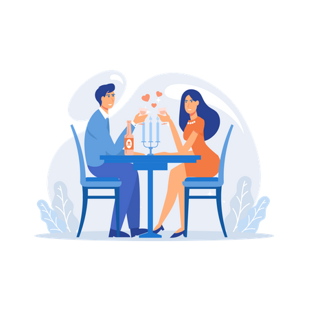 Paar bei romantischem Date  Illustration