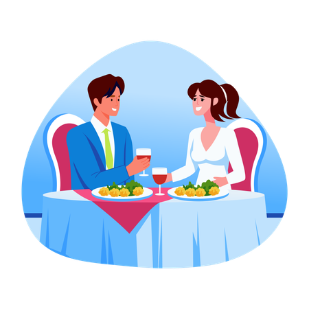 Paar beim Abendessen  Illustration