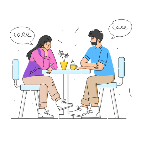 Paar beim Dating in Coffee Shops  Illustration