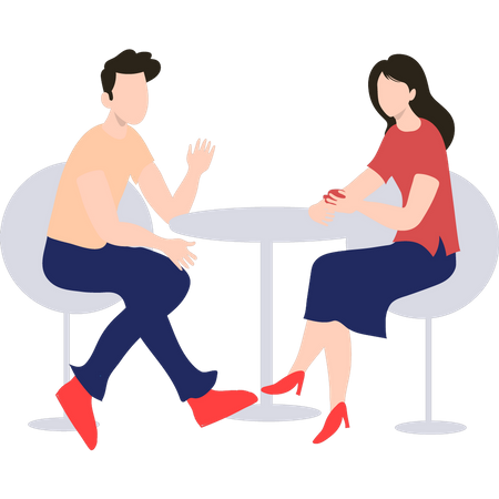 Paar beim Dating im Café  Illustration