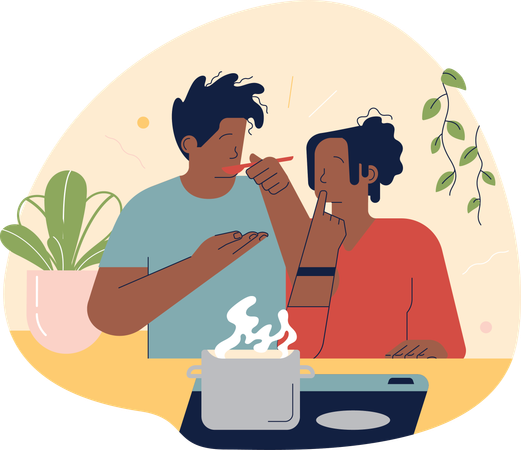 Paar beim Essen  Illustration