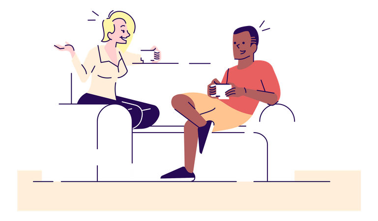 Paar beim Date zu Hause  Illustration