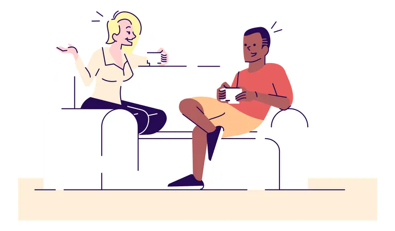 Paar beim Date zu Hause  Illustration