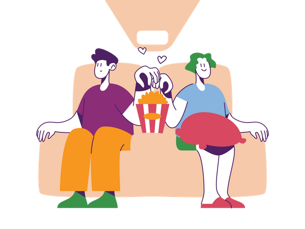 Paar beim Kino-Date  Illustration