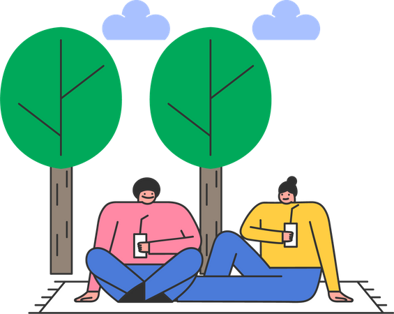 Paar beim Picknick im Park  Illustration