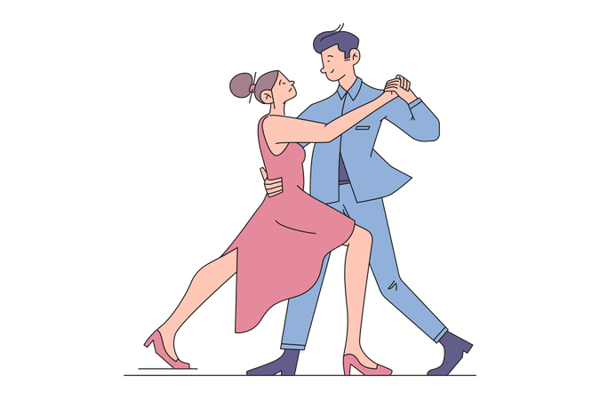 Paar beim romantischen Tanz  Illustration