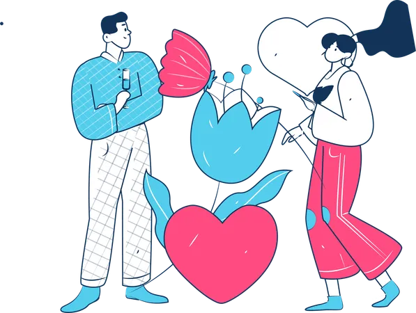 Paar beim Valentinstags-Date  Illustration