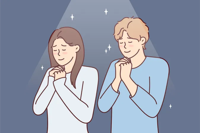 Paar betet zu Gott  Illustration