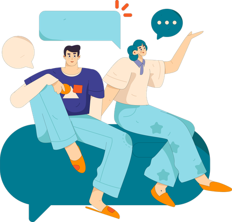 Paar-Chats online über die Anwendung  Illustration