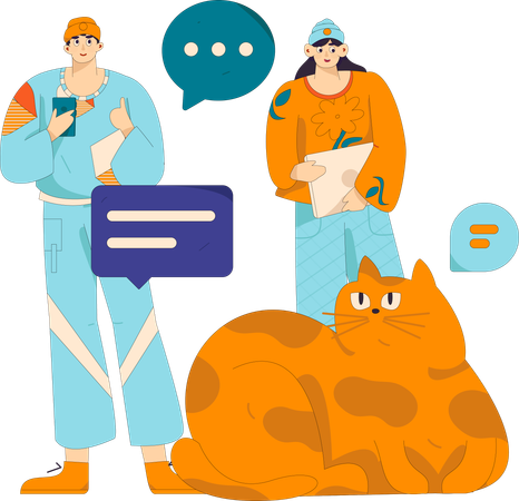 Paar chattet online über die Anwendung  Illustration