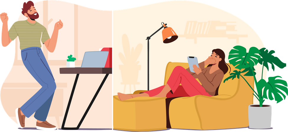 Paar, das online kommuniziert  Illustration