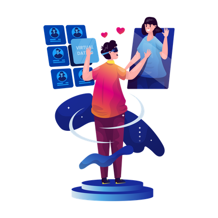 Paar-Dating mithilfe der Metaverse-Technologie  Illustration