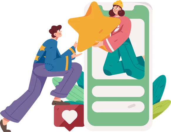 Paar-Dating über Online-App  Illustration