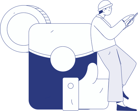 Paar verdient beim Einkaufen Rabattcoupon  Illustration