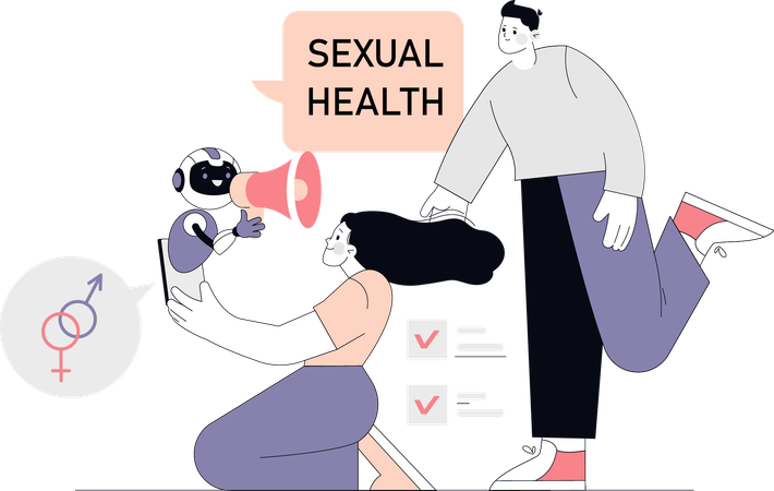 Paar pflegt seine sexuelle Gesundheit  Illustration