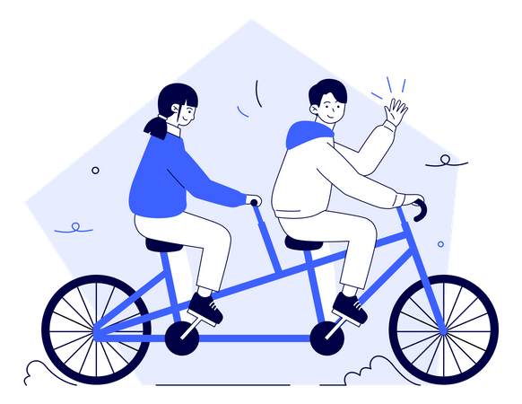 Paar Fahrrad fahren  Illustration