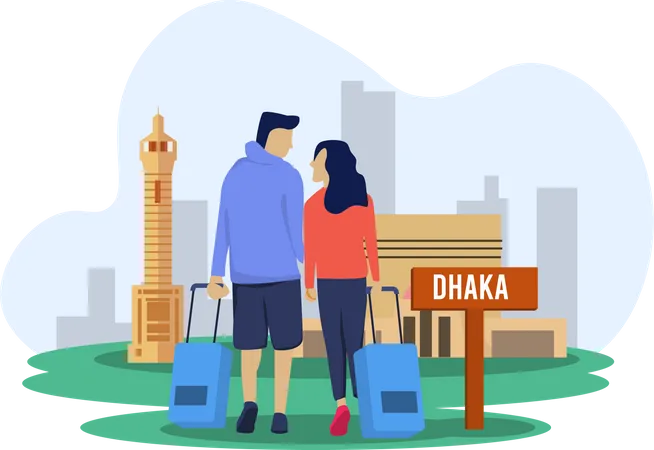 Paar geht nach Dhaka  Illustration