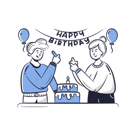 Paar feiert Geburtstag  Illustration