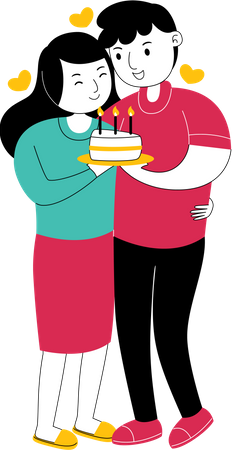 Paar feiert Geburtstag  Illustration