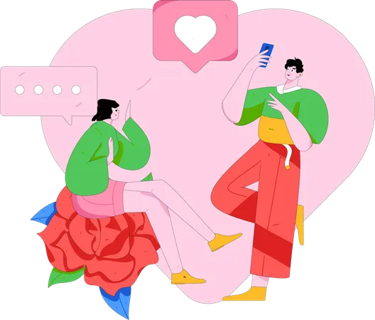 Paar feiert valentinstag  Illustration