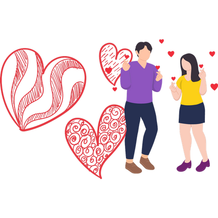 Paar feiert Valentinstag  Illustration