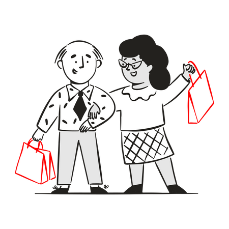 Paar geht einkaufen  Illustration