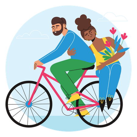 Paar genießt Fahrradfahren  Illustration
