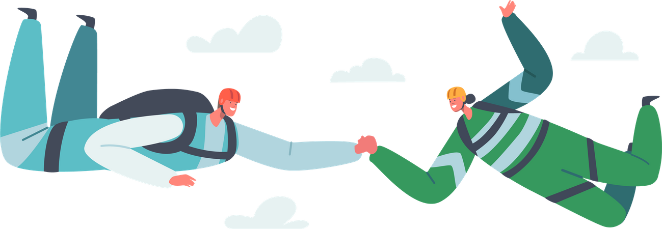 Paar genießt Fallschirmspringen  Illustration