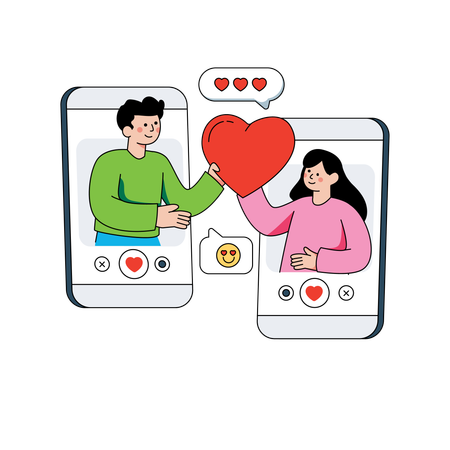 Paar genießt Online-Dating  Illustration