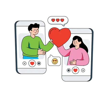 Paar genießt Online-Dating  Illustration