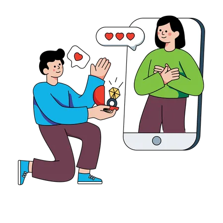 Paar genießt Online-Dating  Illustration