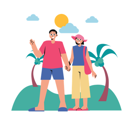 Paar genießt Urlaub  Illustration