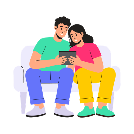 Paar handelt gemeinsam  Illustration