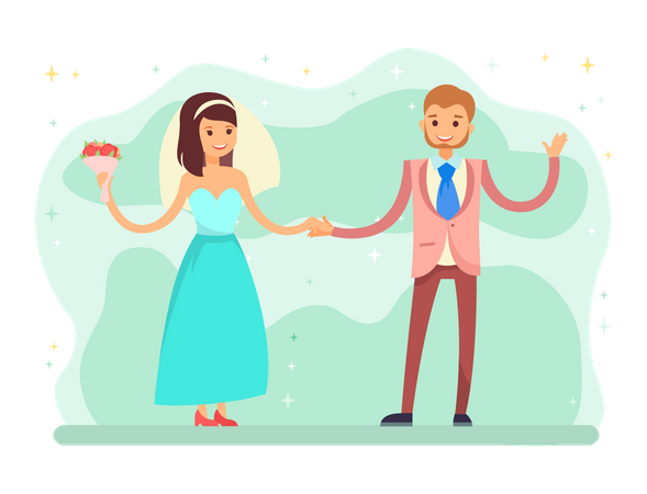 Paar hat glücklich geheiratet  Illustration