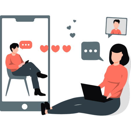 Paar im internet  Illustration