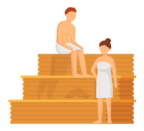 Paar in der Sauna  Illustration