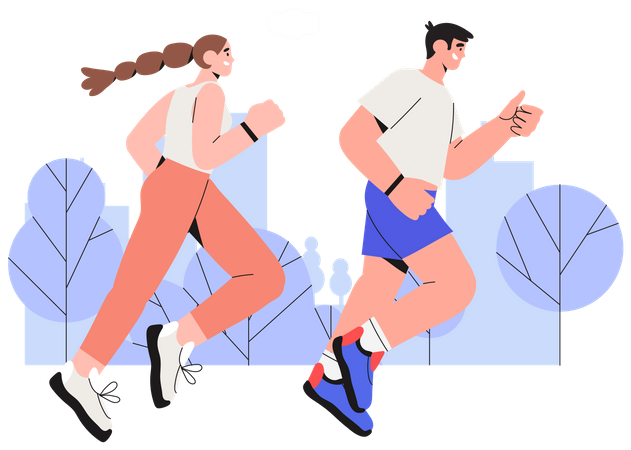 Paar joggen  Illustration