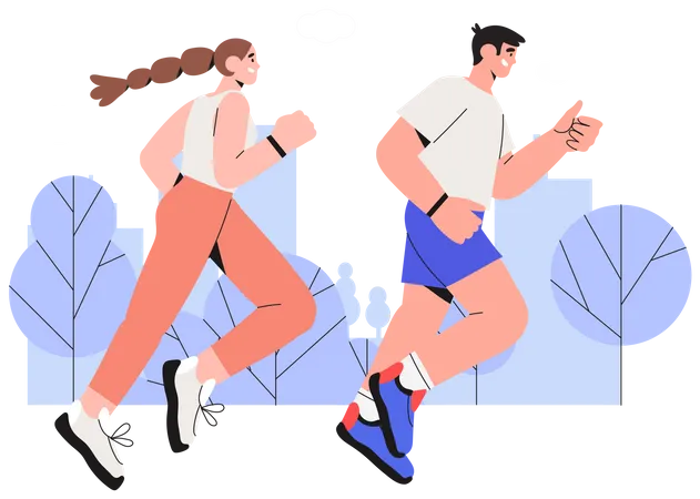 Paar joggen  Illustration