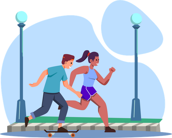 Paar joggen  Illustration