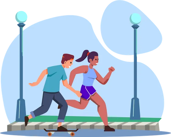 Paar joggen  Illustration