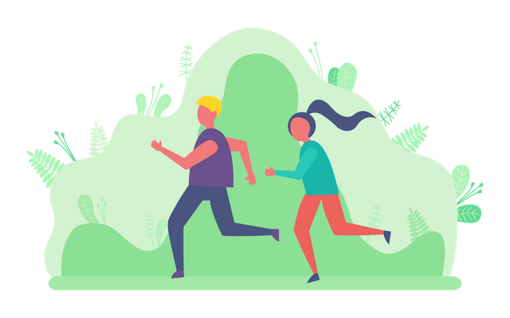 Paar joggt im Park  Illustration