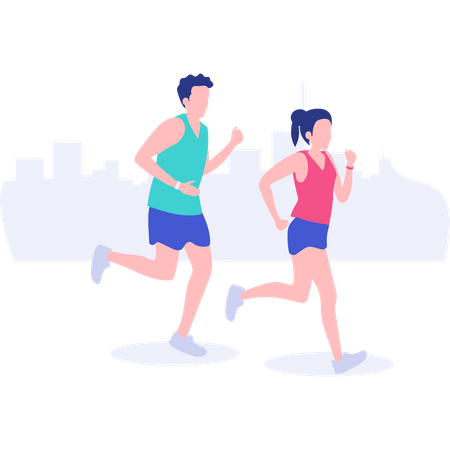 Paar joggt zusammen  Illustration