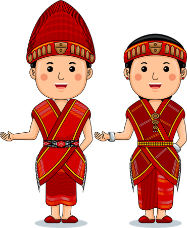 Paar trägt traditionelle Kleidung aus Jambi, Sumatra  Illustration