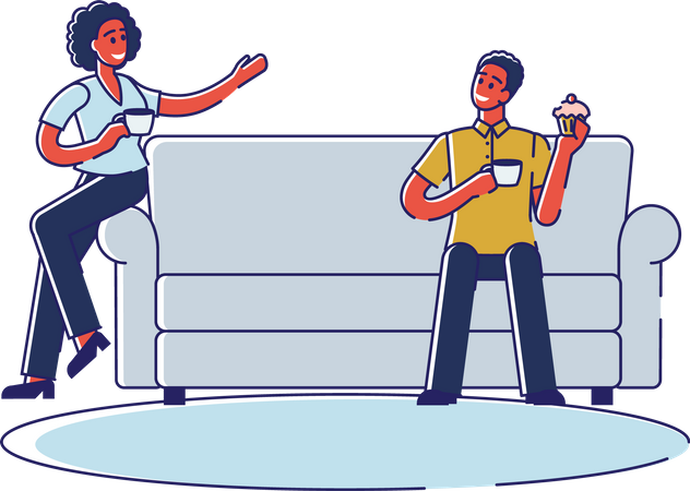 Paar kommuniziert und verbringt Zeit miteinander  Illustration