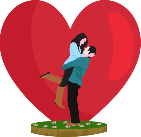 Paar küsst sich am Valentinstag  Illustration